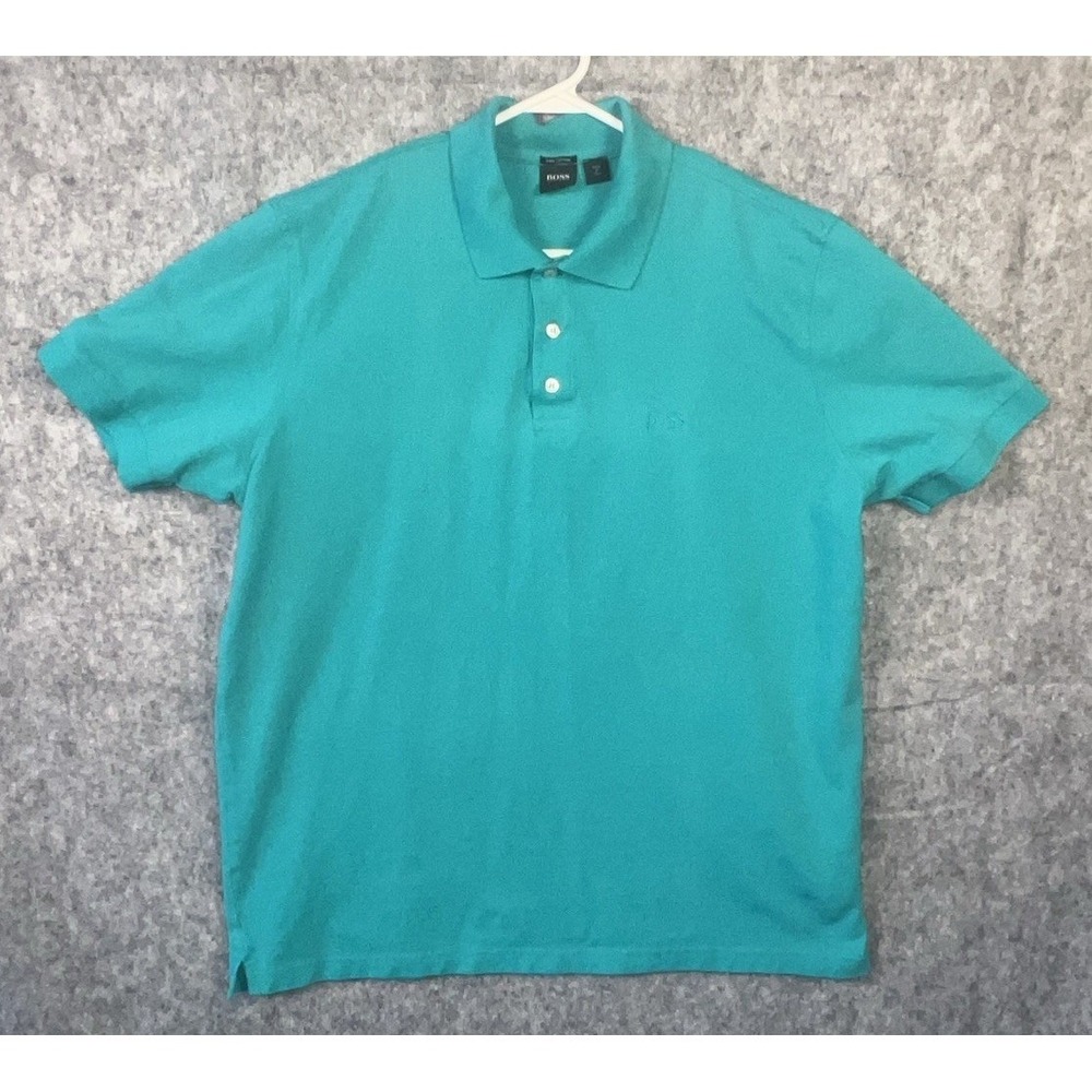 BOSS Hugo Boss Polo Shirt Men's XL‎ Turquoise  Pima Cotton Embroidered Logo